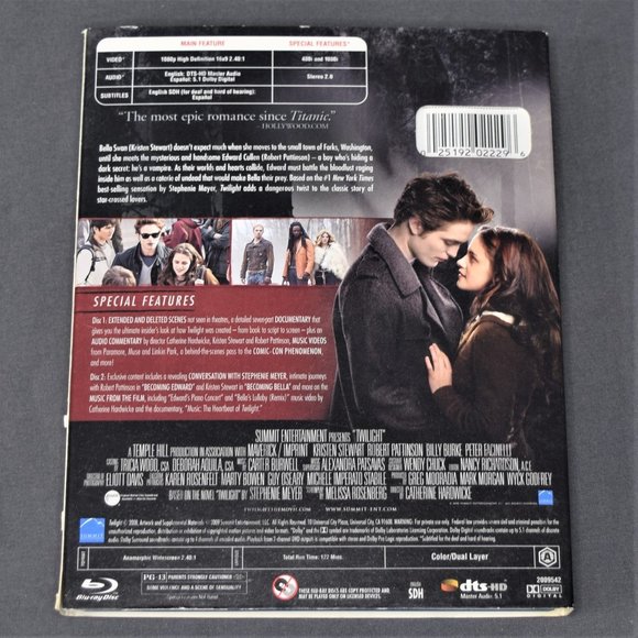 Twilight Saga Blu-ray DVD Movies 2009 2-Disc Deluxe Edition Excellent Pre-Owned - Picture 2 of 11